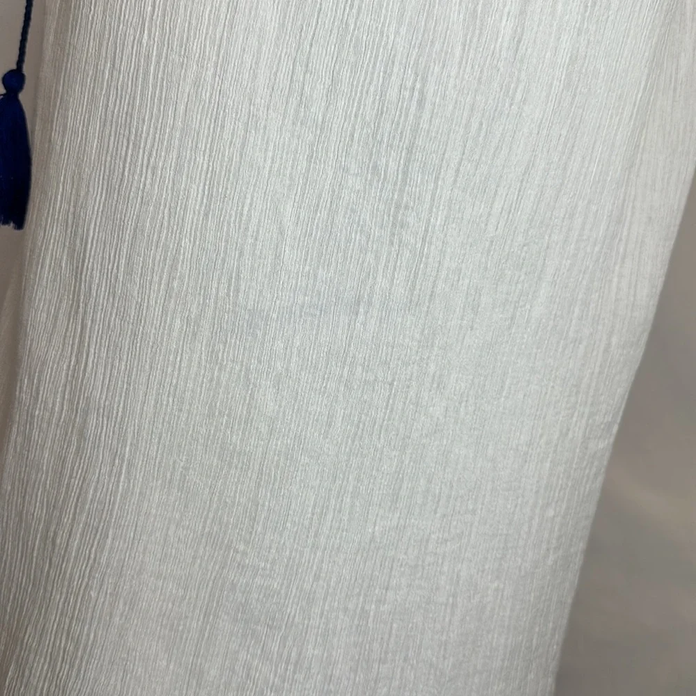 Boemo - White Gauze Maxi Dress With Blue Rope and Embroidery Detailing - Picture 3 of 7
